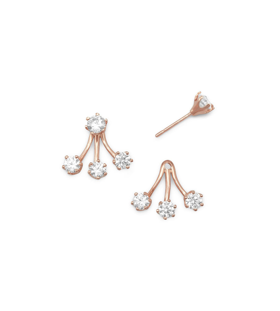 Rose Gold Finish CZ Ear Jackets