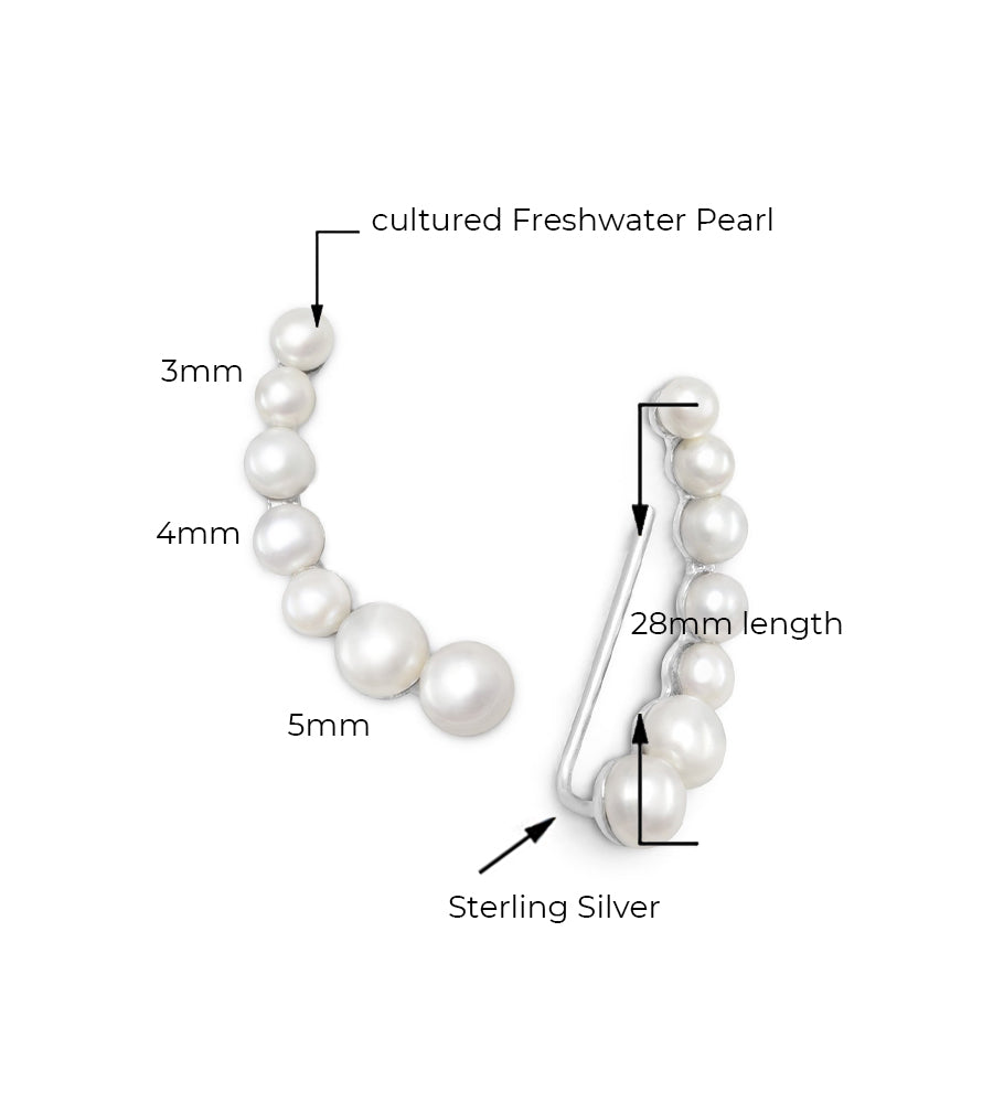 Cultured Freshwater Pearl Silver Ear Climbers