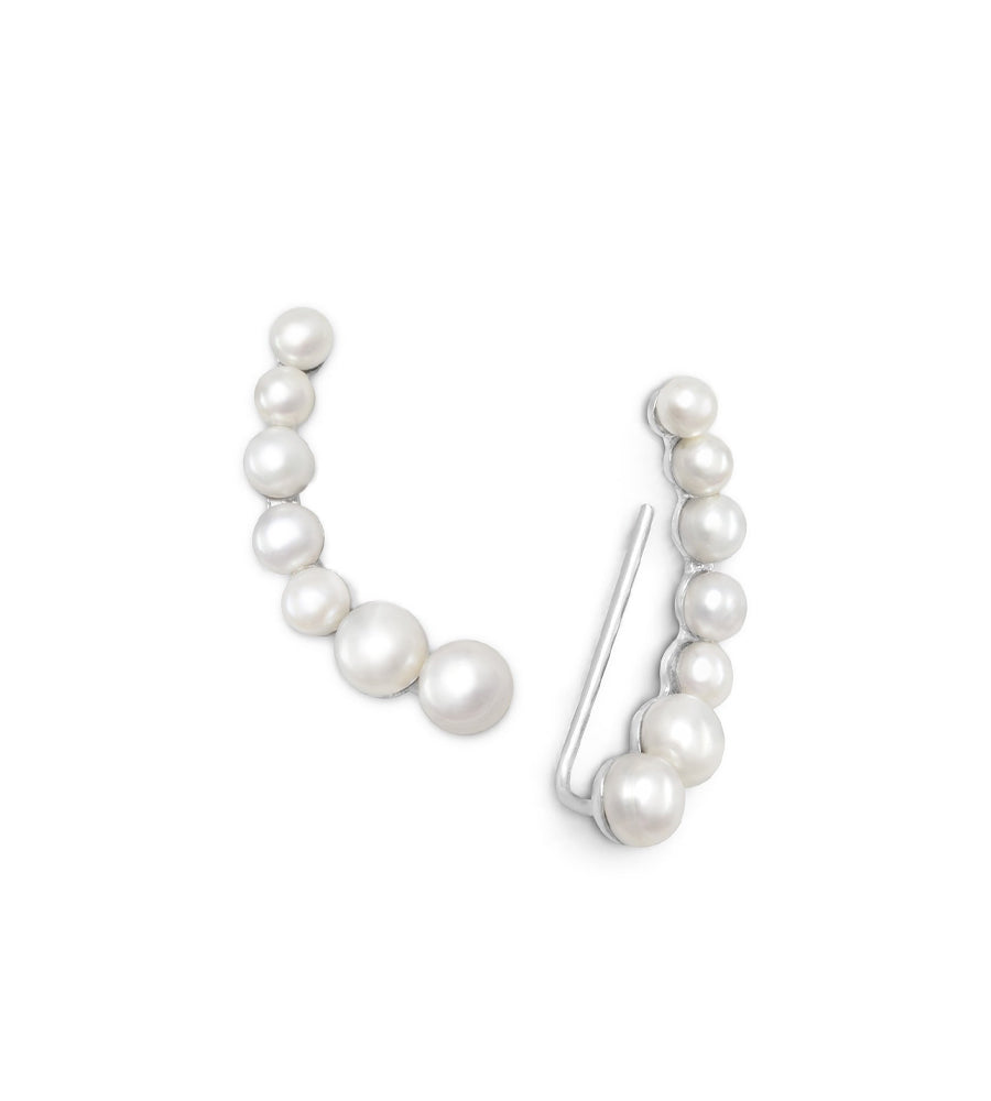 Cultured Freshwater Pearl Silver Ear Climbers