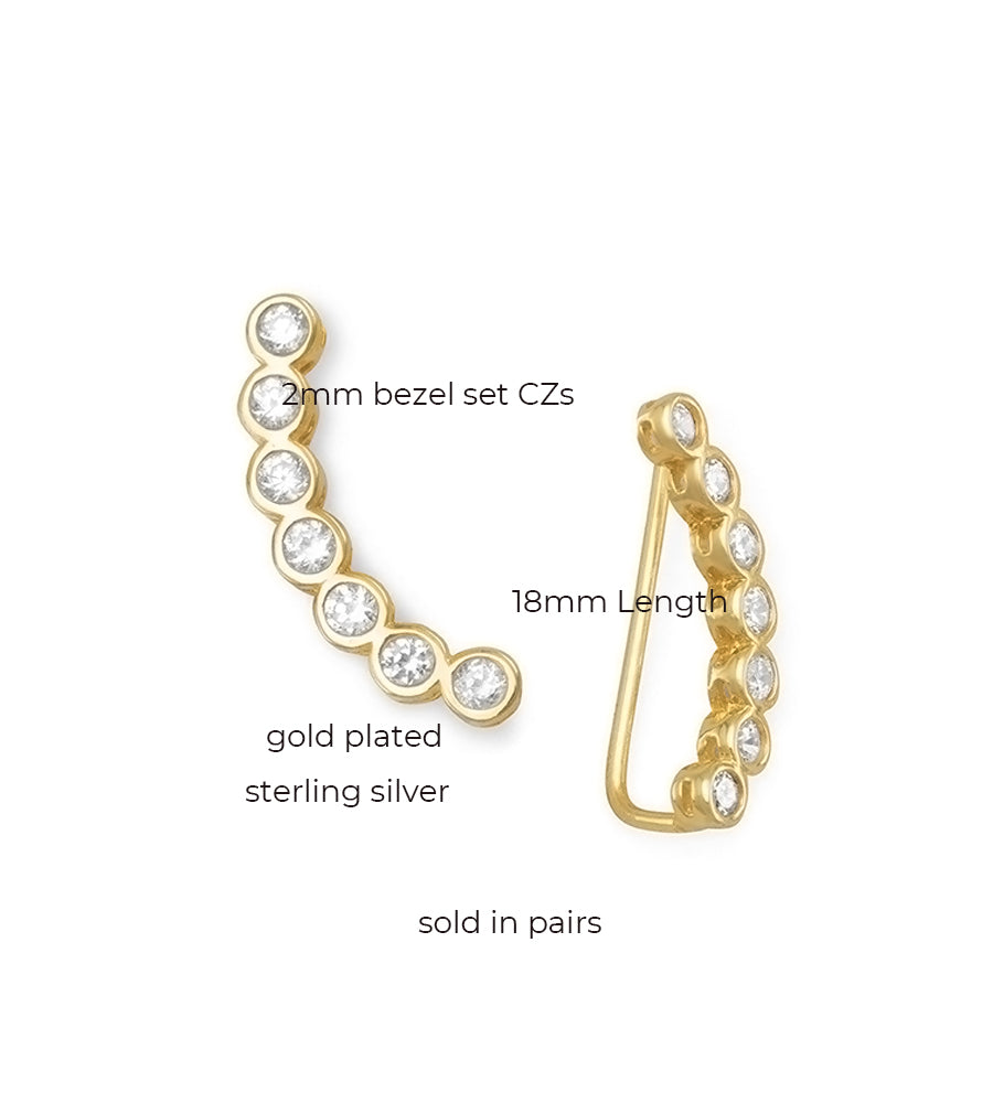 Bezel Set CZ Ear Climbers