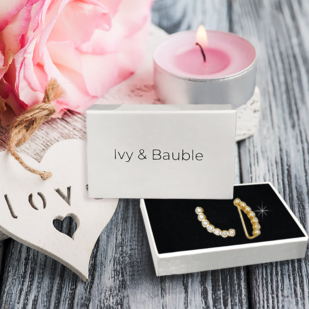 Bezel Set CZ Ear Climbers