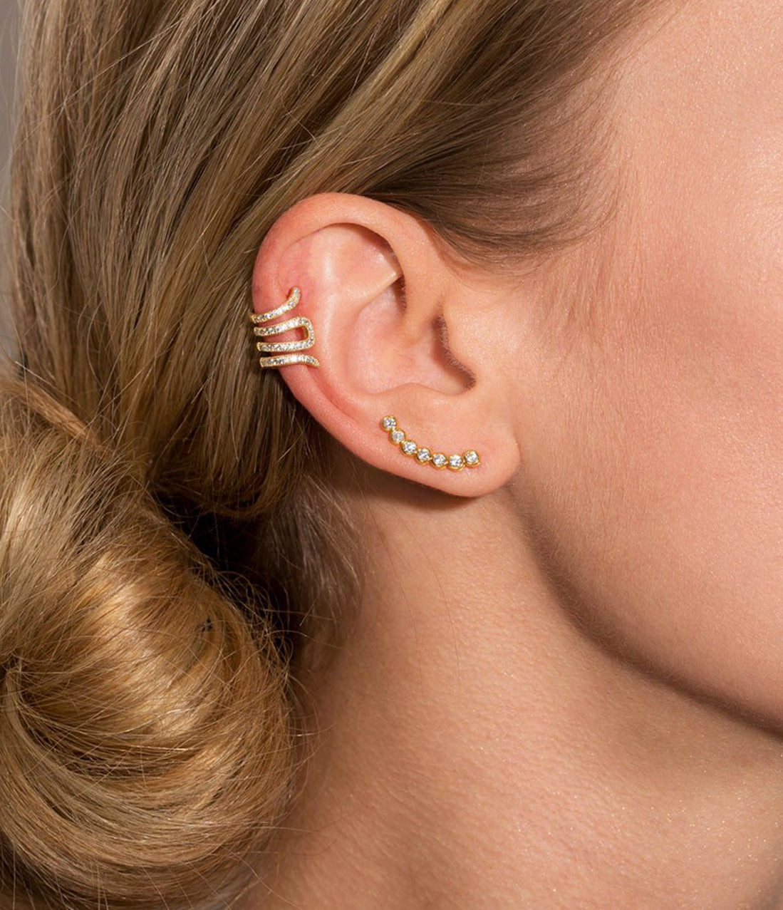 Bezel Set CZ Ear Climbers