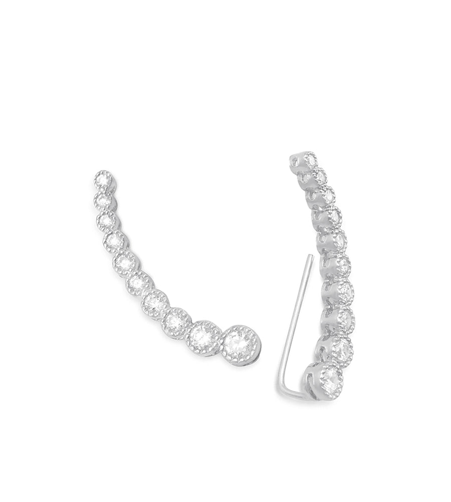Graduated CZ Silver Ear Climbers
