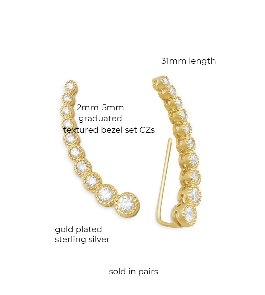 Graduated Cubic Zirconia Ear Climbers