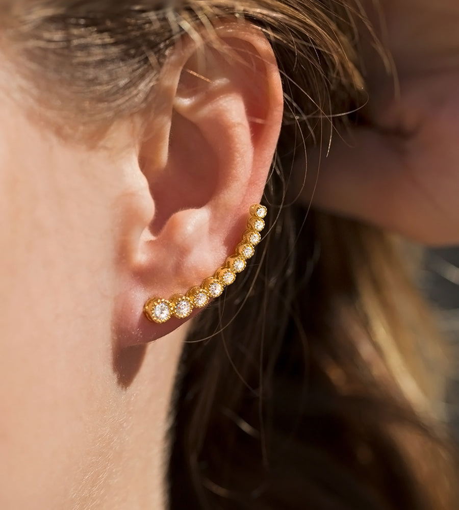 Graduated Cubic Zirconia Ear Climbers