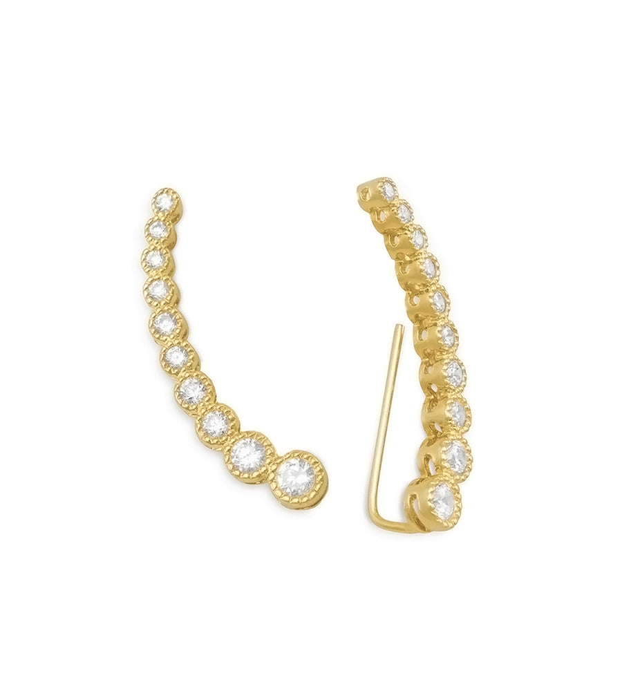 Graduated Cubic Zirconia Ear Climbers