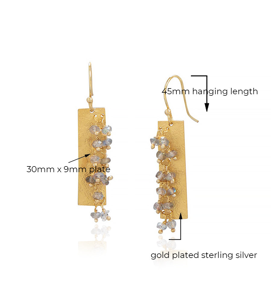 Labradorite Beads Bar Earrings