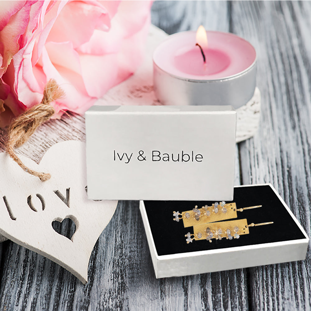 Labradorite Beads Bar Earrings