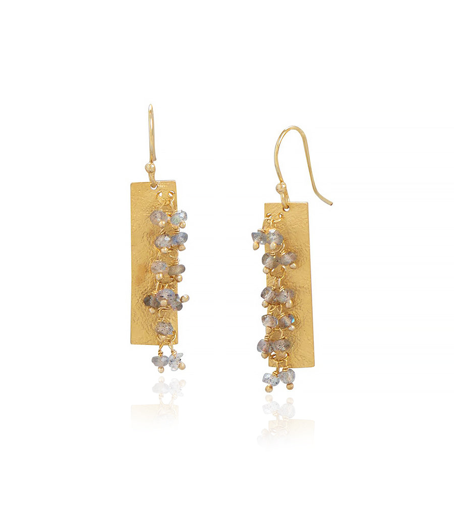 Labradorite Beads Bar Earrings