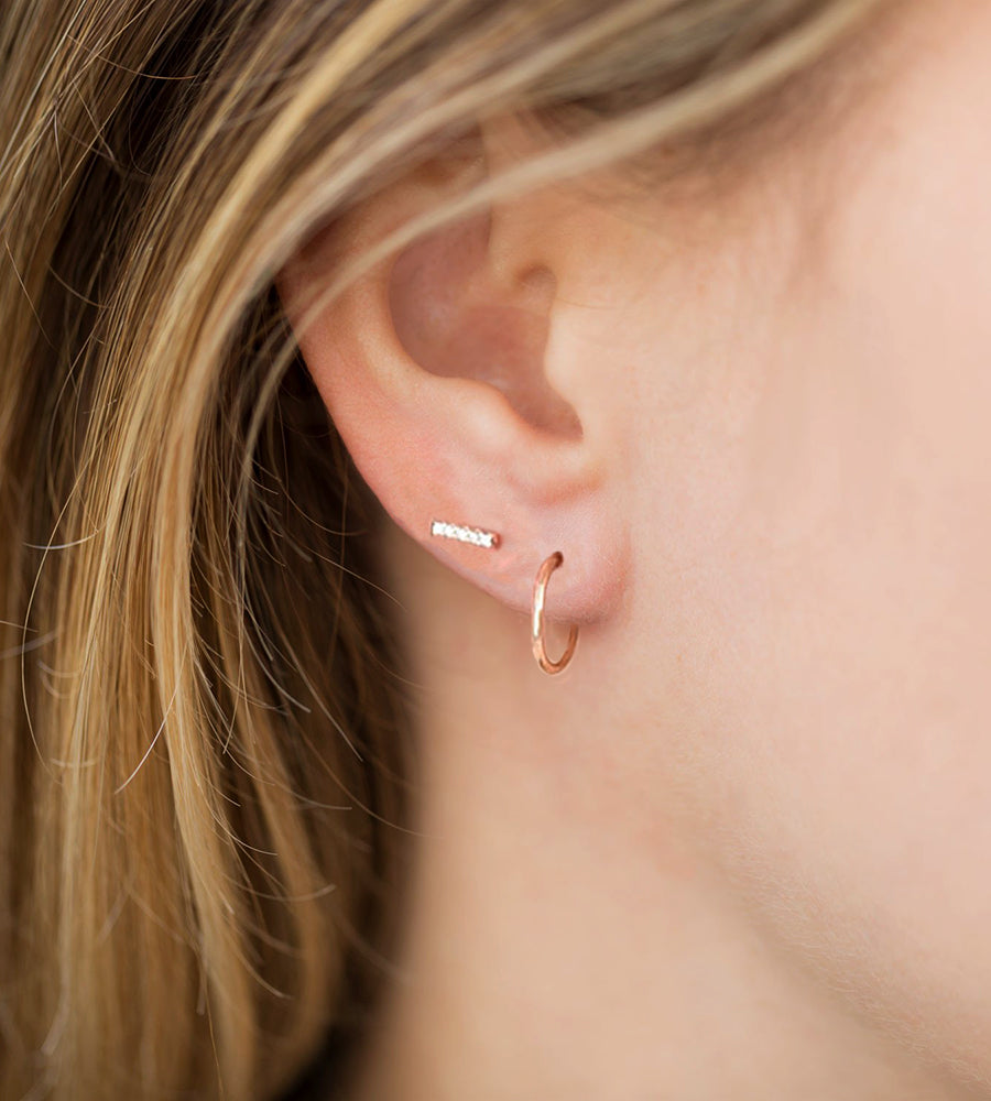 Modern Pave CZ Bar Stud Earrings