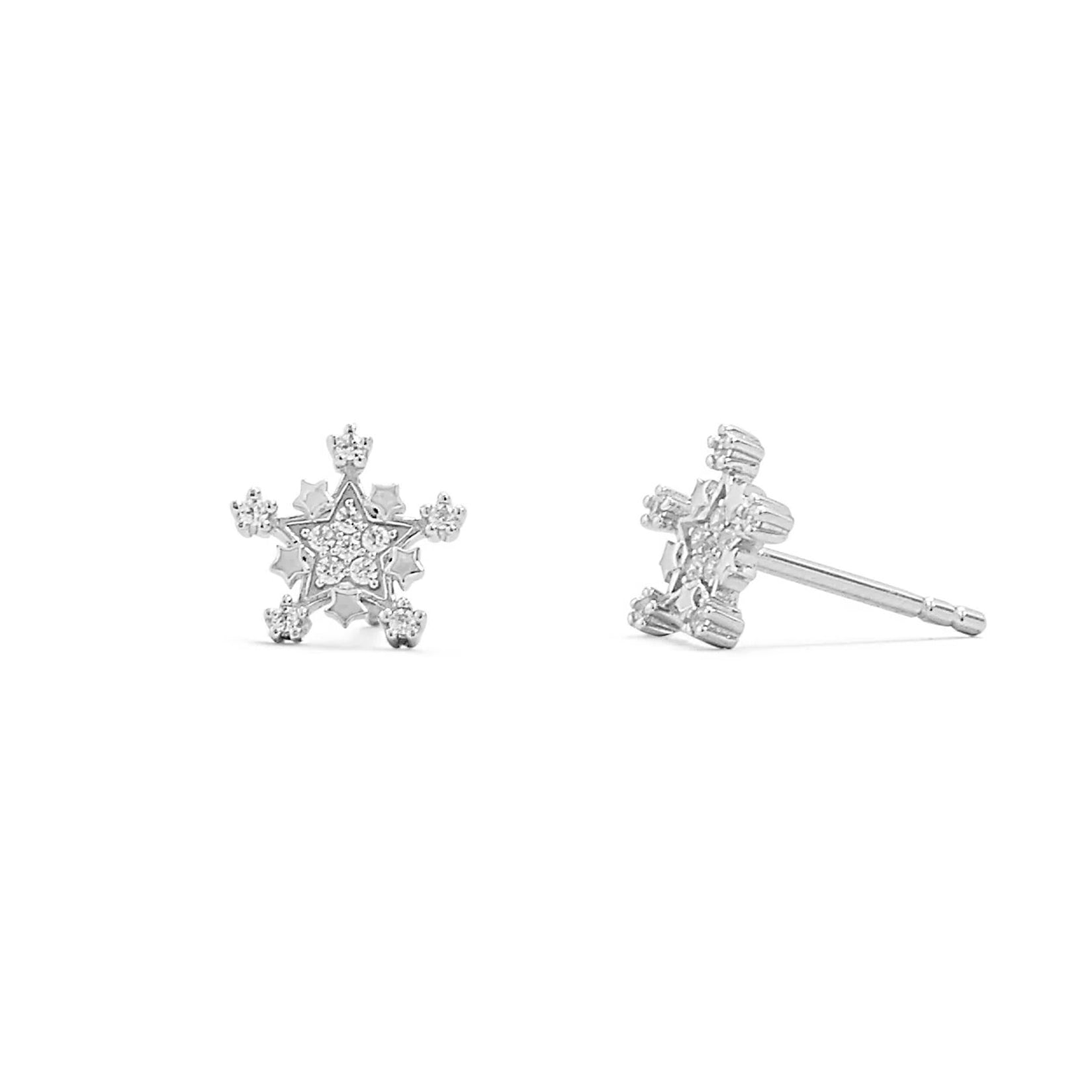 Snowflake CZ Stud Earrings