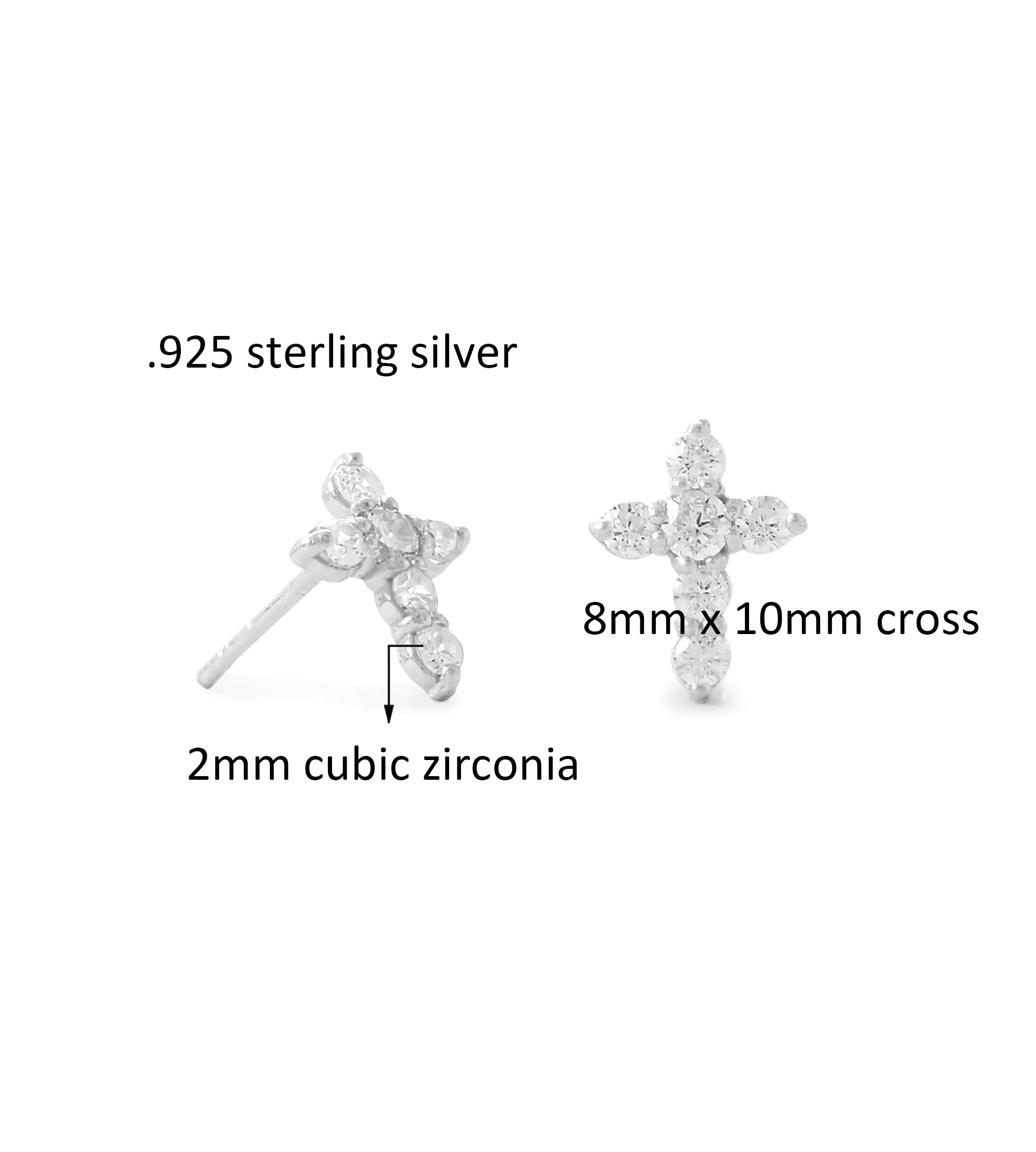 CZ Cross Stud Earrings