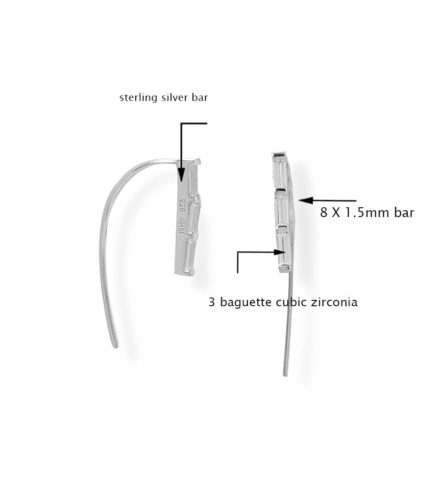 Baguette CZ  Bar Earrings