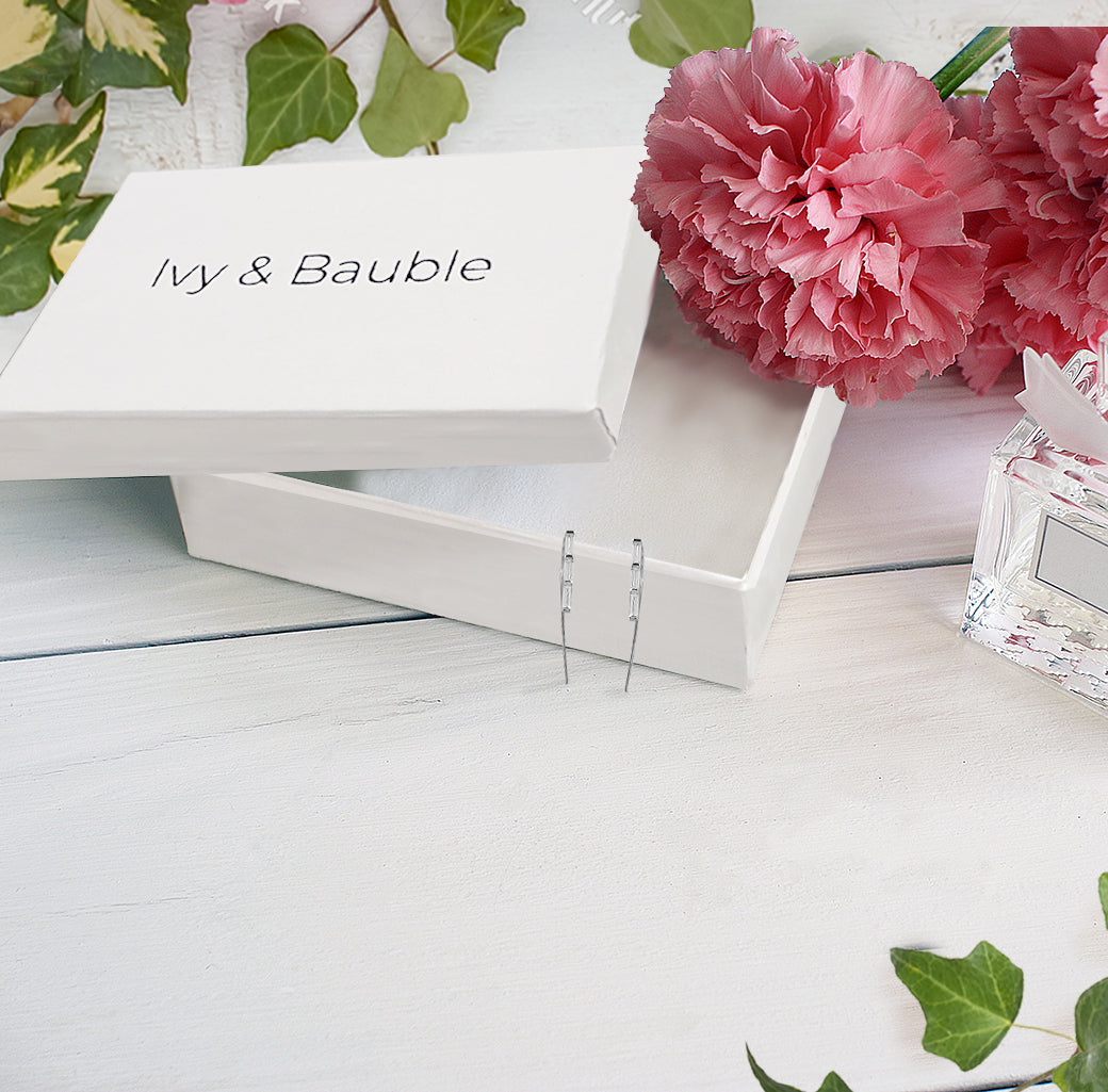 Baguette CZ  Bar Earrings