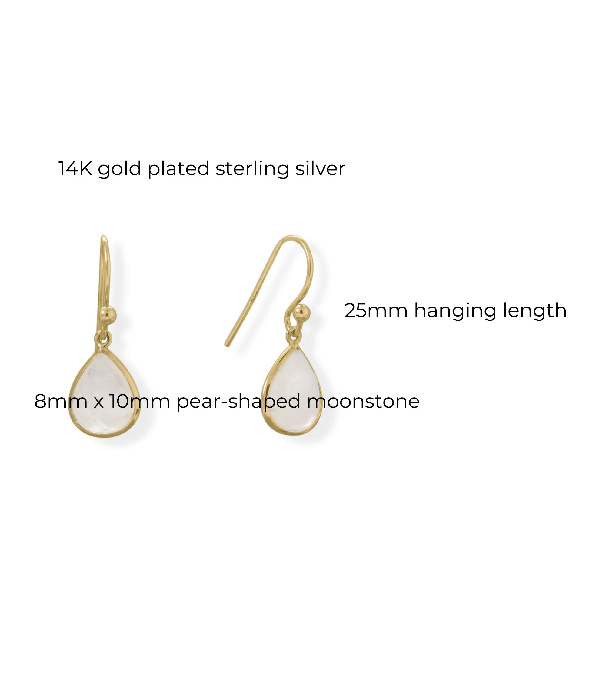 Pear-shaped Rainbow Moonstone Drop Earrings