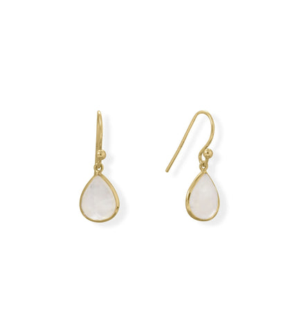 Pear-shaped Rainbow Moonstone Drop Earrings
