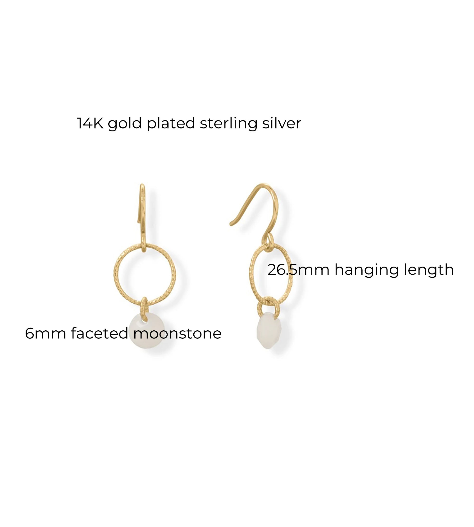 Rainbow Moonstone Charm Dangle Earrings