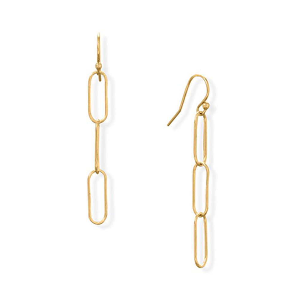 Gold Filled Paperclip Link French Wire Earrings