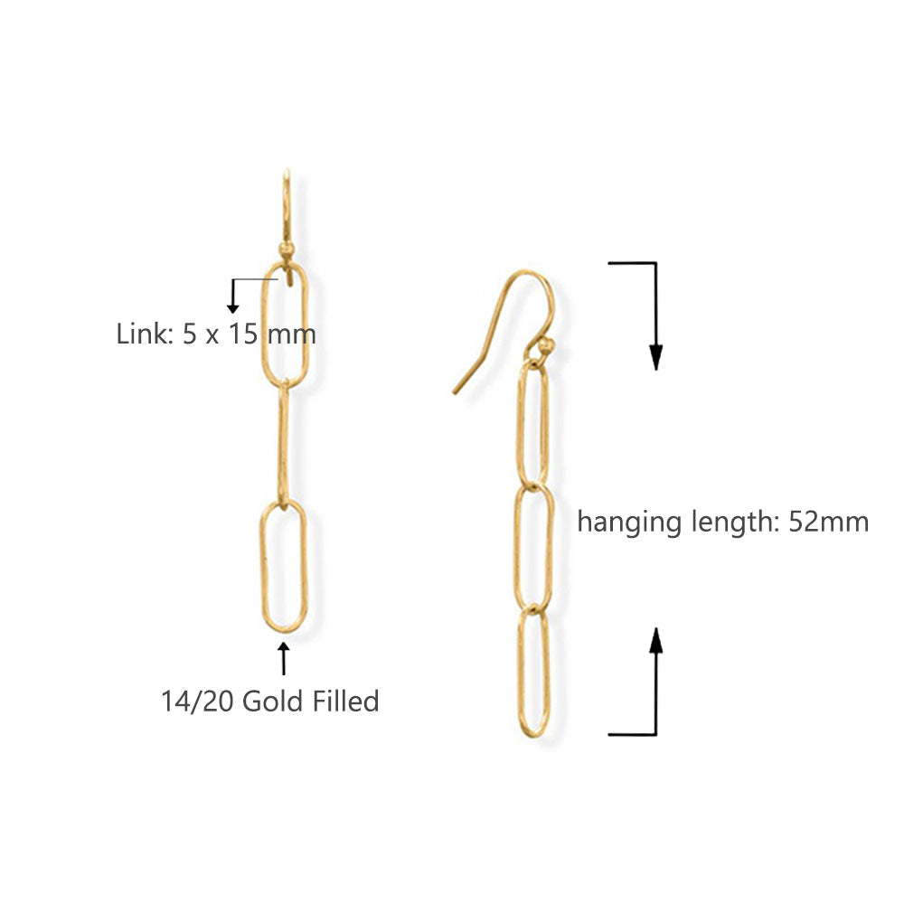 Gold Filled Paperclip Link French Wire Earrings