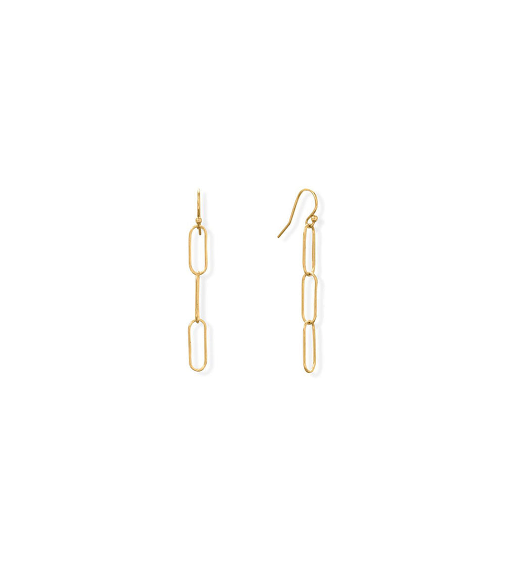 Gold Filled Paperclip Link French Wire Earrings