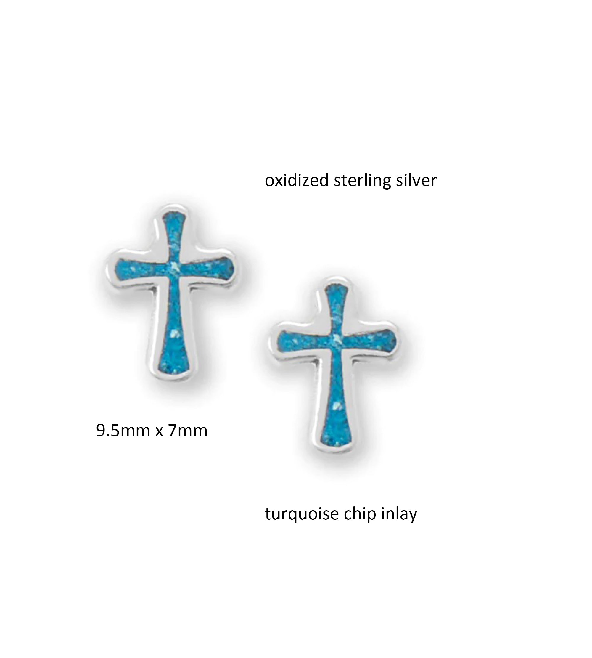 Turquoise Chip Cross Earrings