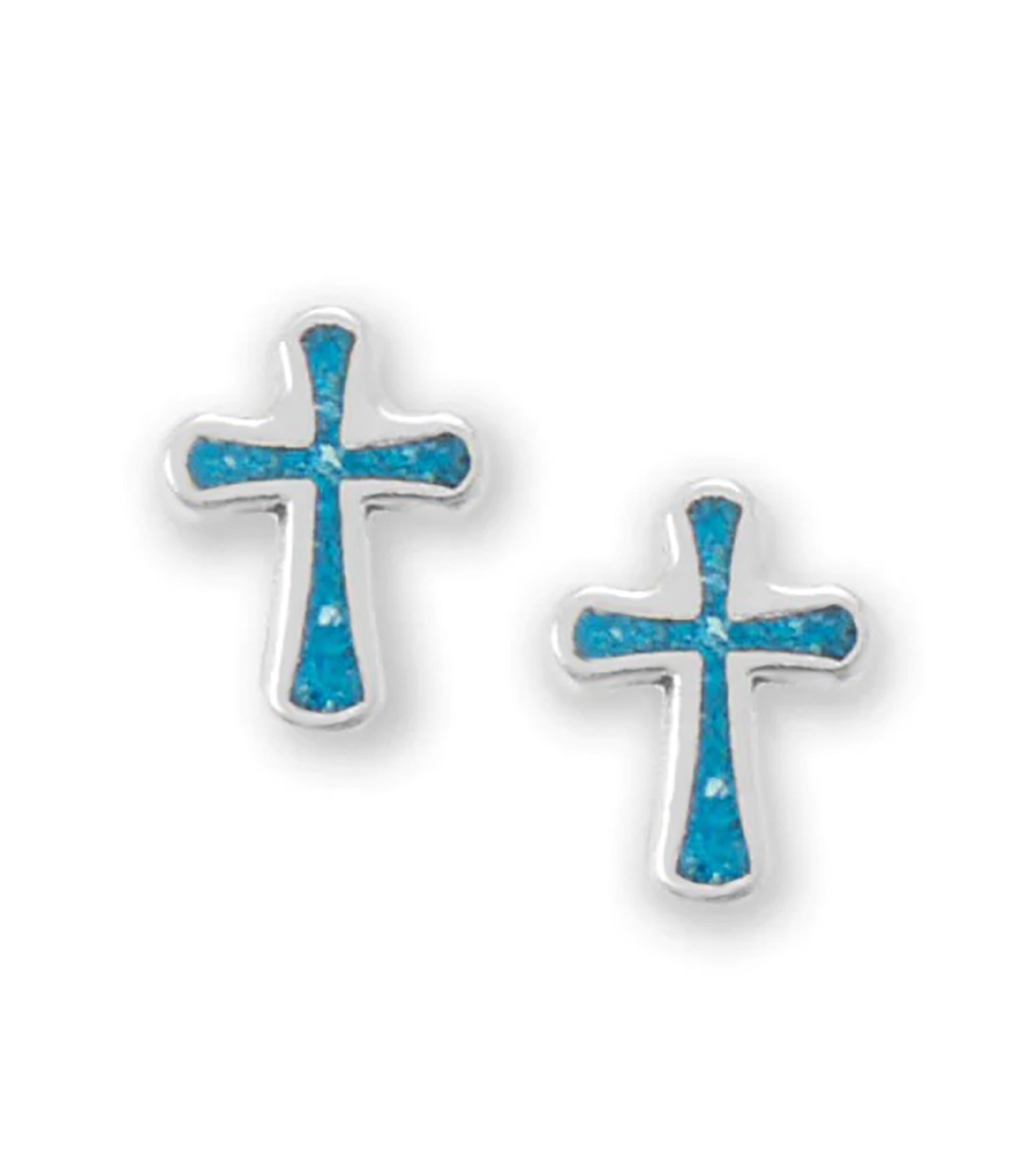 Turquoise Chip Cross Earrings