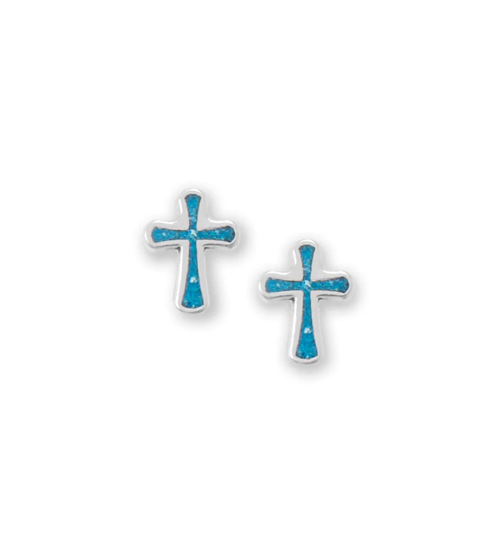 Turquoise Chip Cross Earrings