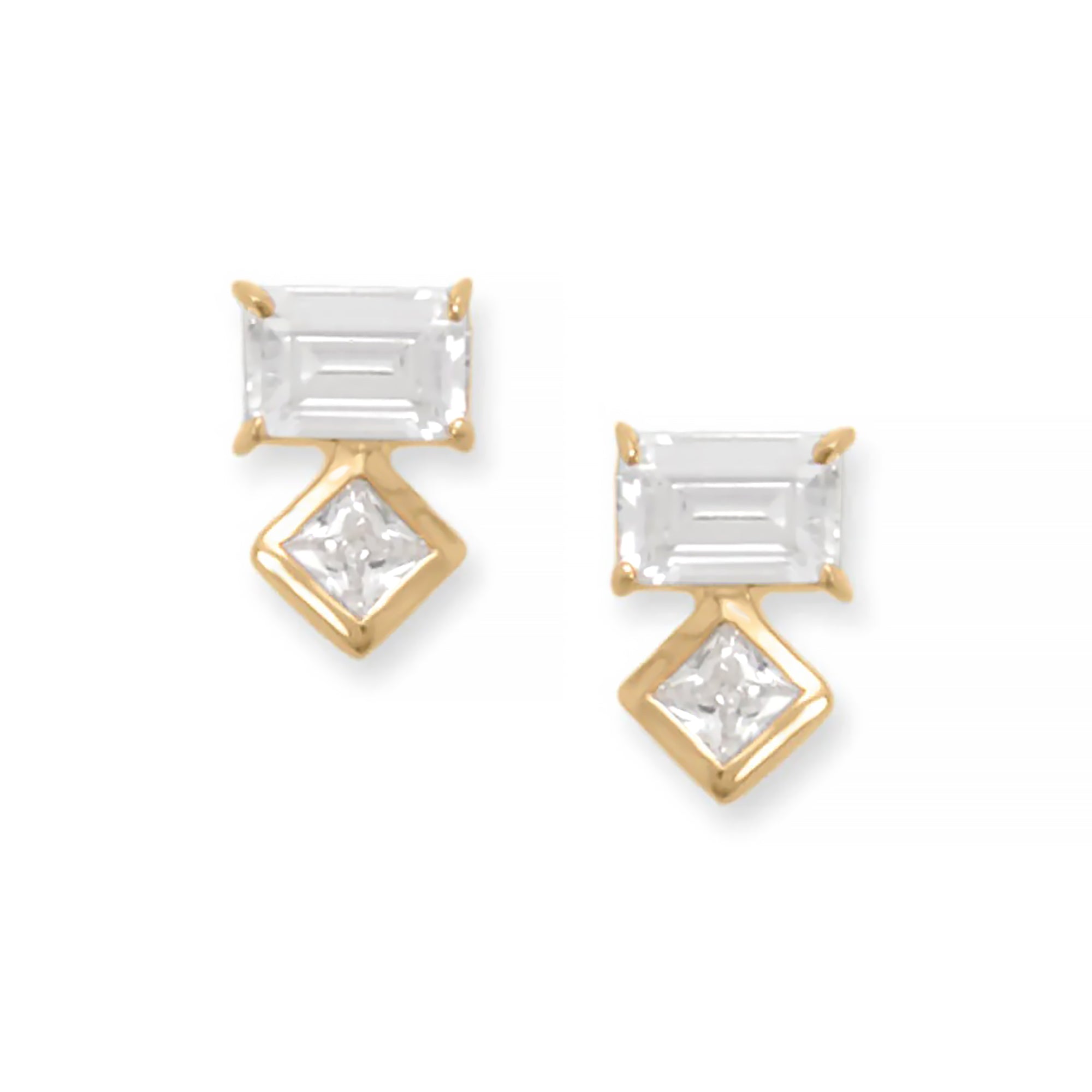 Baguette and Square CZ Earrings