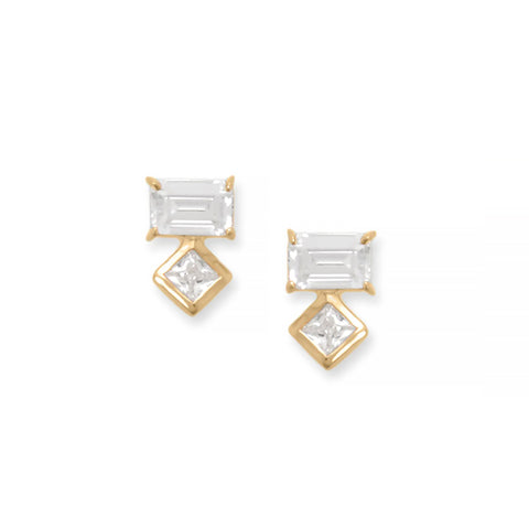 Baguette and Square CZ Earrings