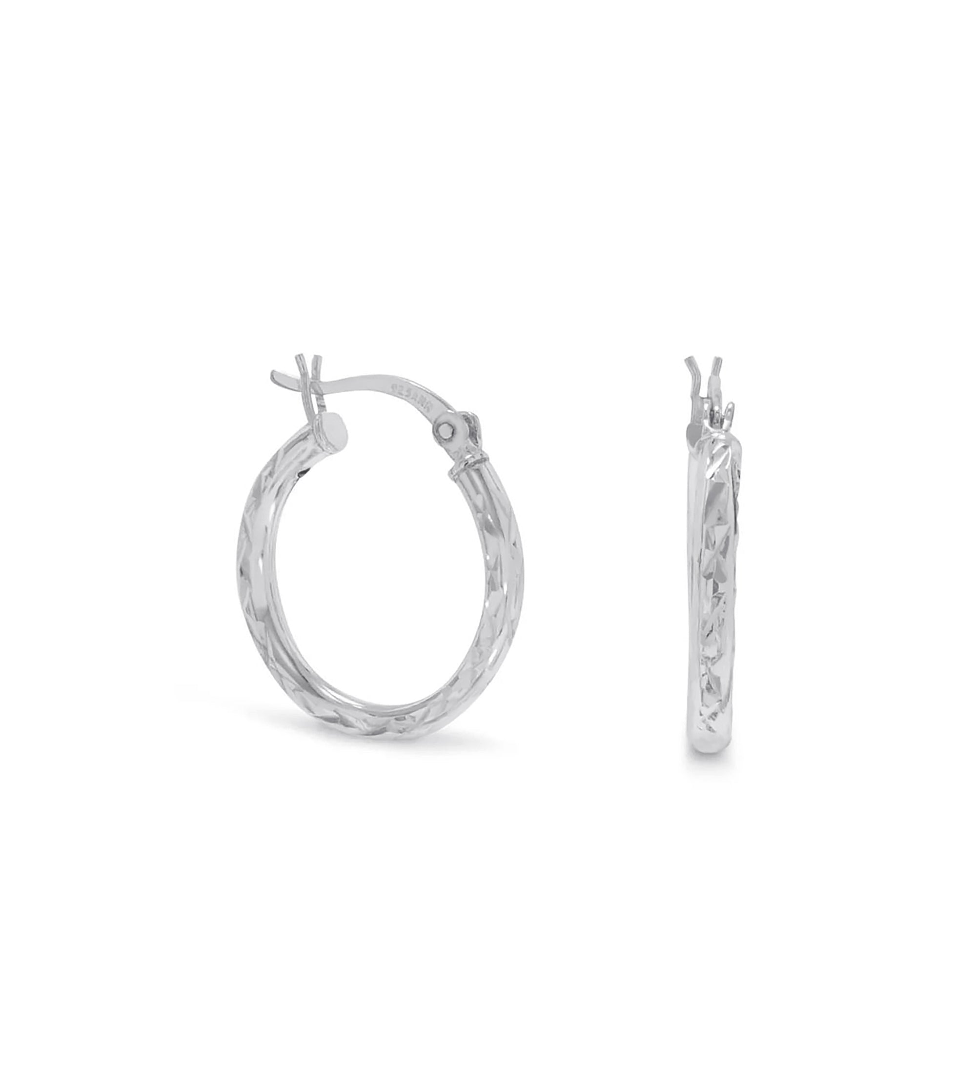 Diamond Cut Hoop Earrings, 20mm