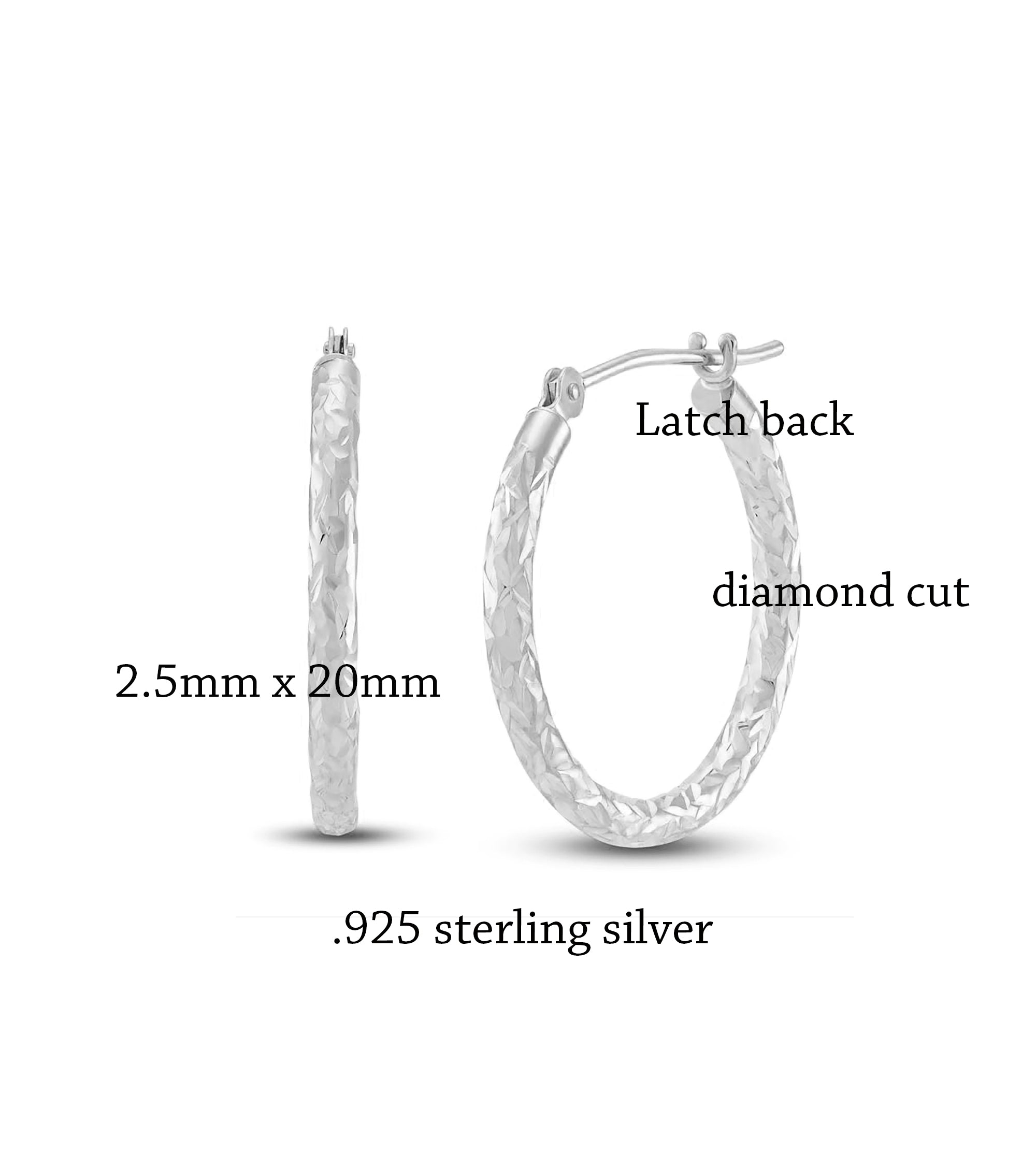Diamond Cut Hoop Earrings, 20mm
