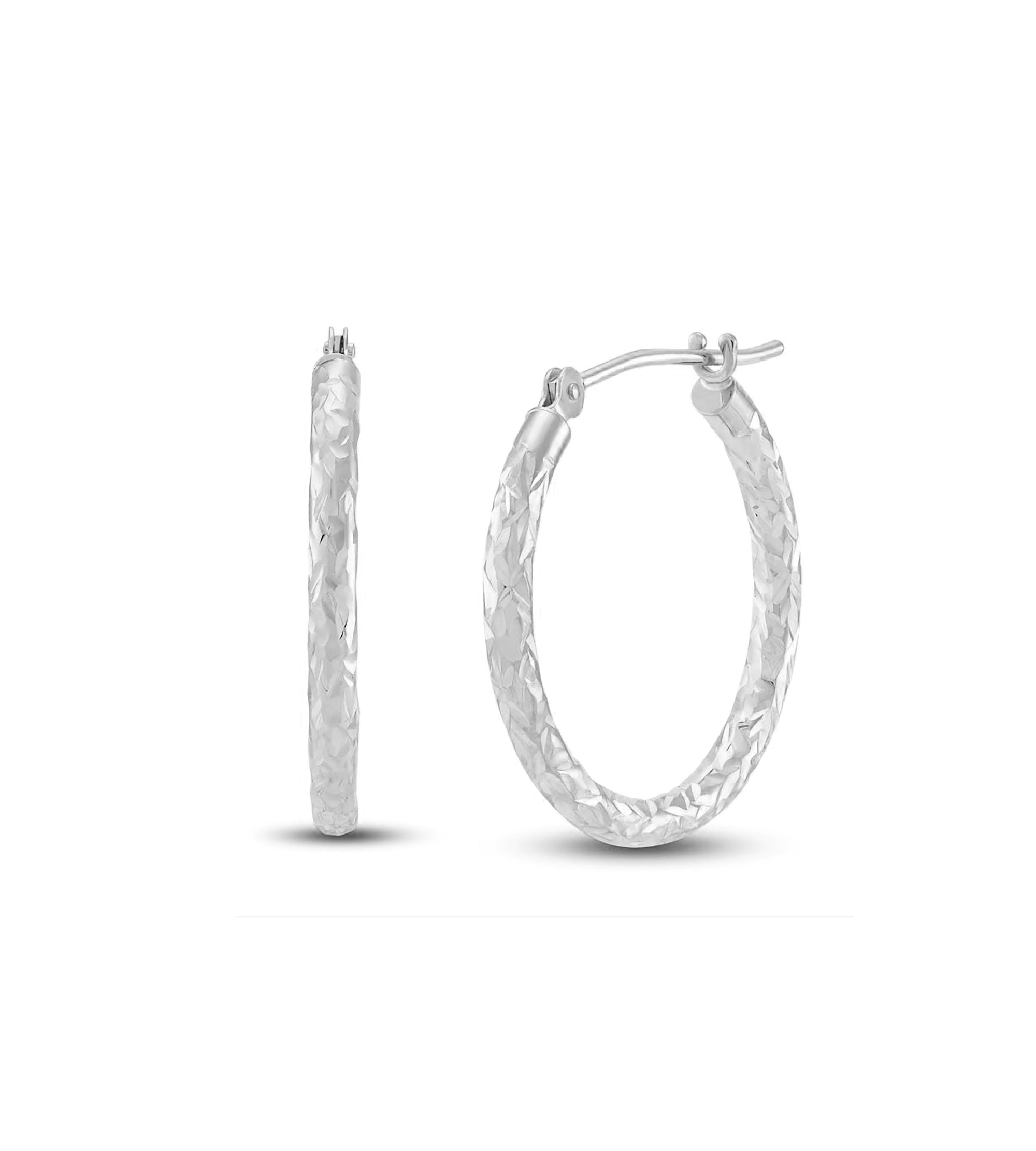 Diamond Cut Hoop Earrings, 20mm
