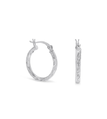 Diamond Cut Hoop Earrings, 20mm
