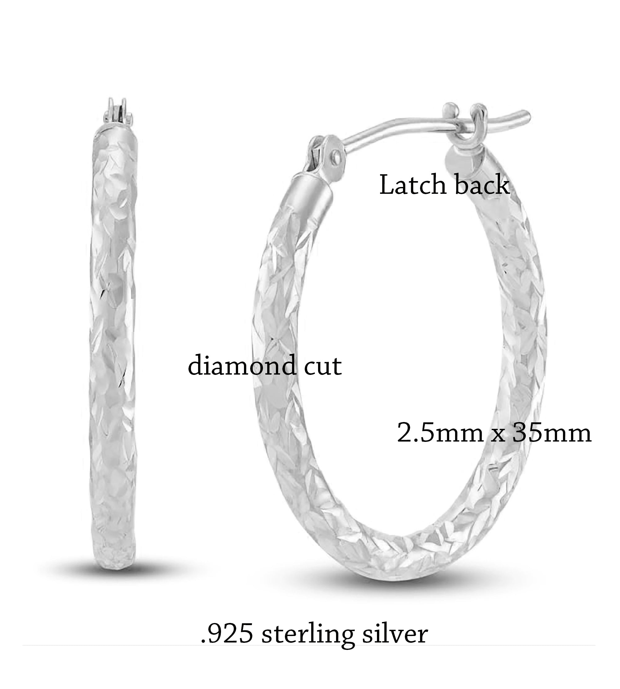 Diamond Cut Hoop Earrings, 35mm