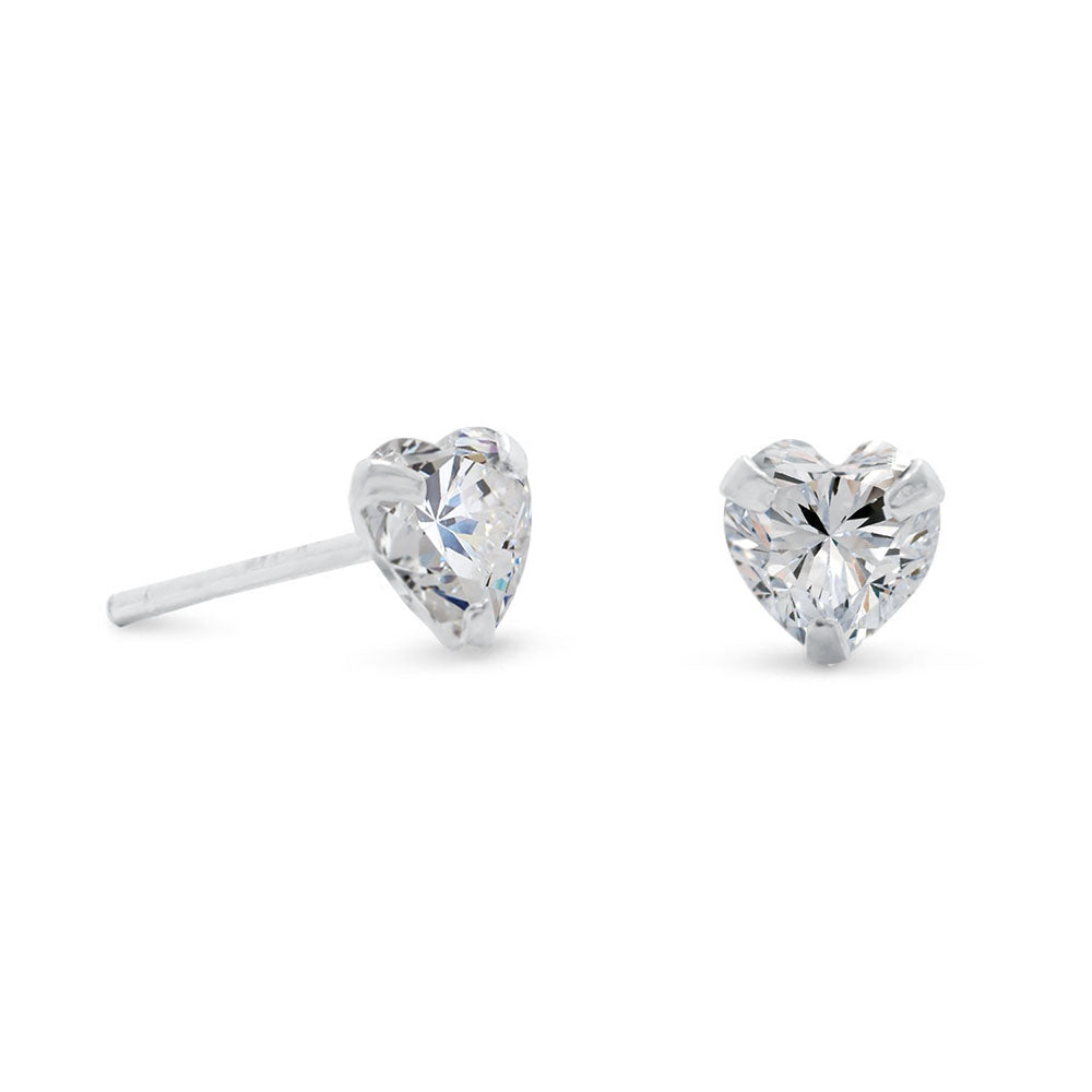 Heart CZ Stud Earrings