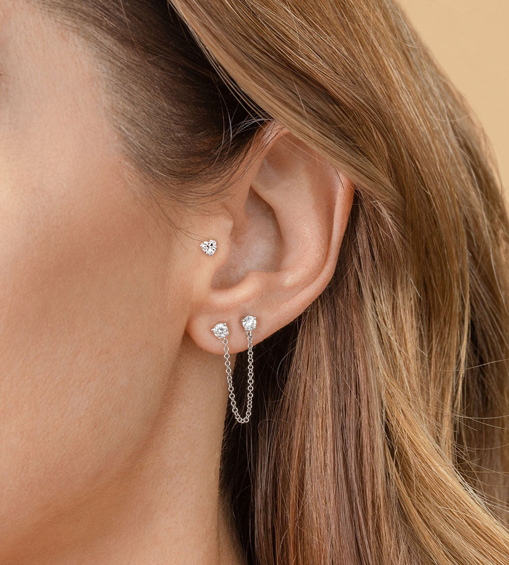 Heart CZ Stud Earrings