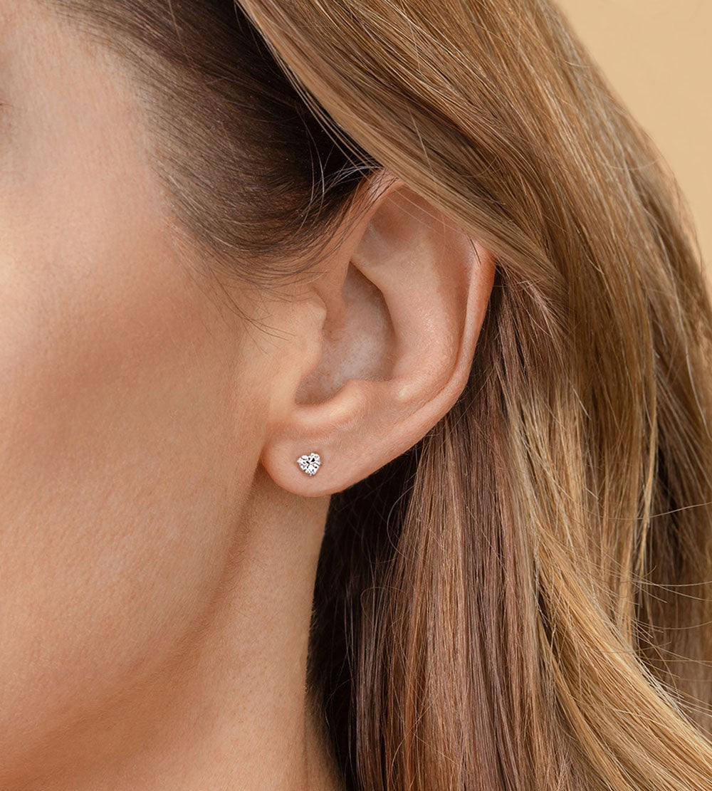 Heart CZ Stud Earrings