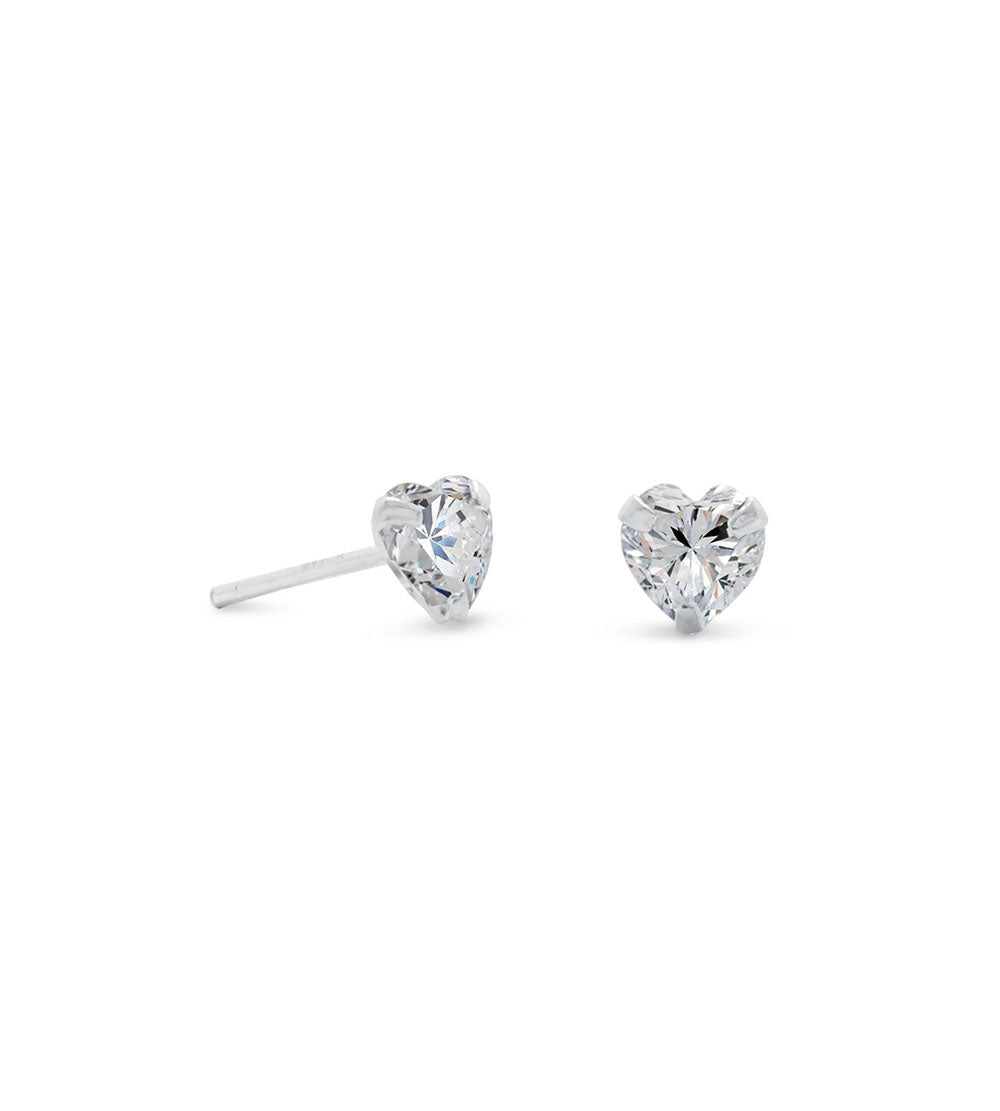 Heart CZ Stud Earrings