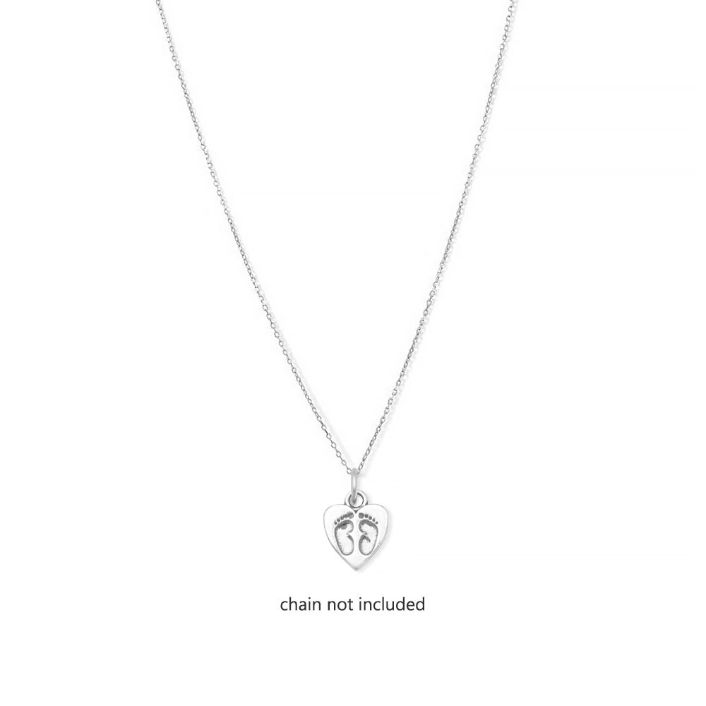 Baby Footprints Heart Charm
