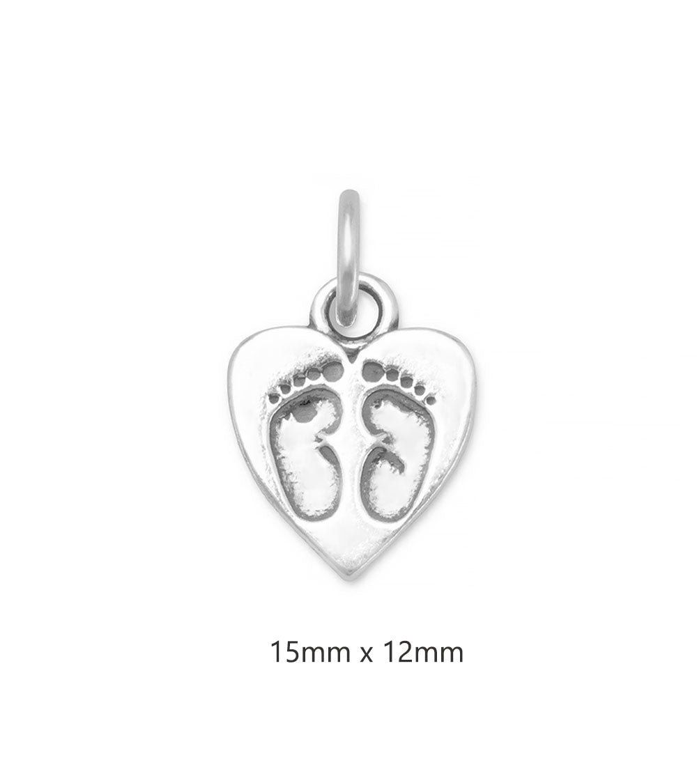 Baby Footprints Heart Charm