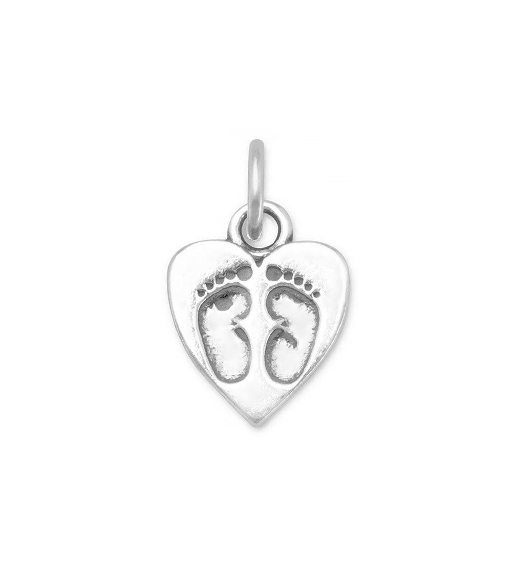 Baby Footprints Heart Charm