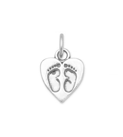 Baby Footprints Heart Charm