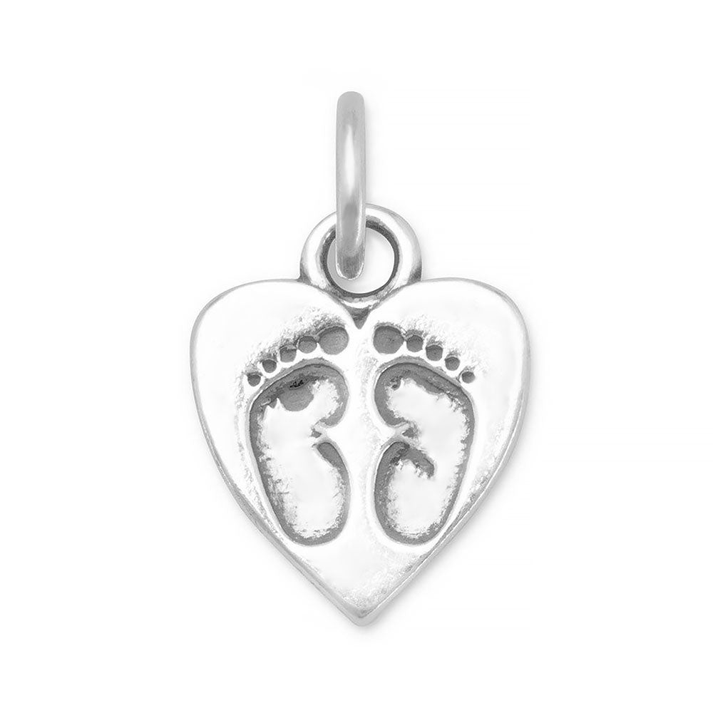 Baby Footprints Heart Charm