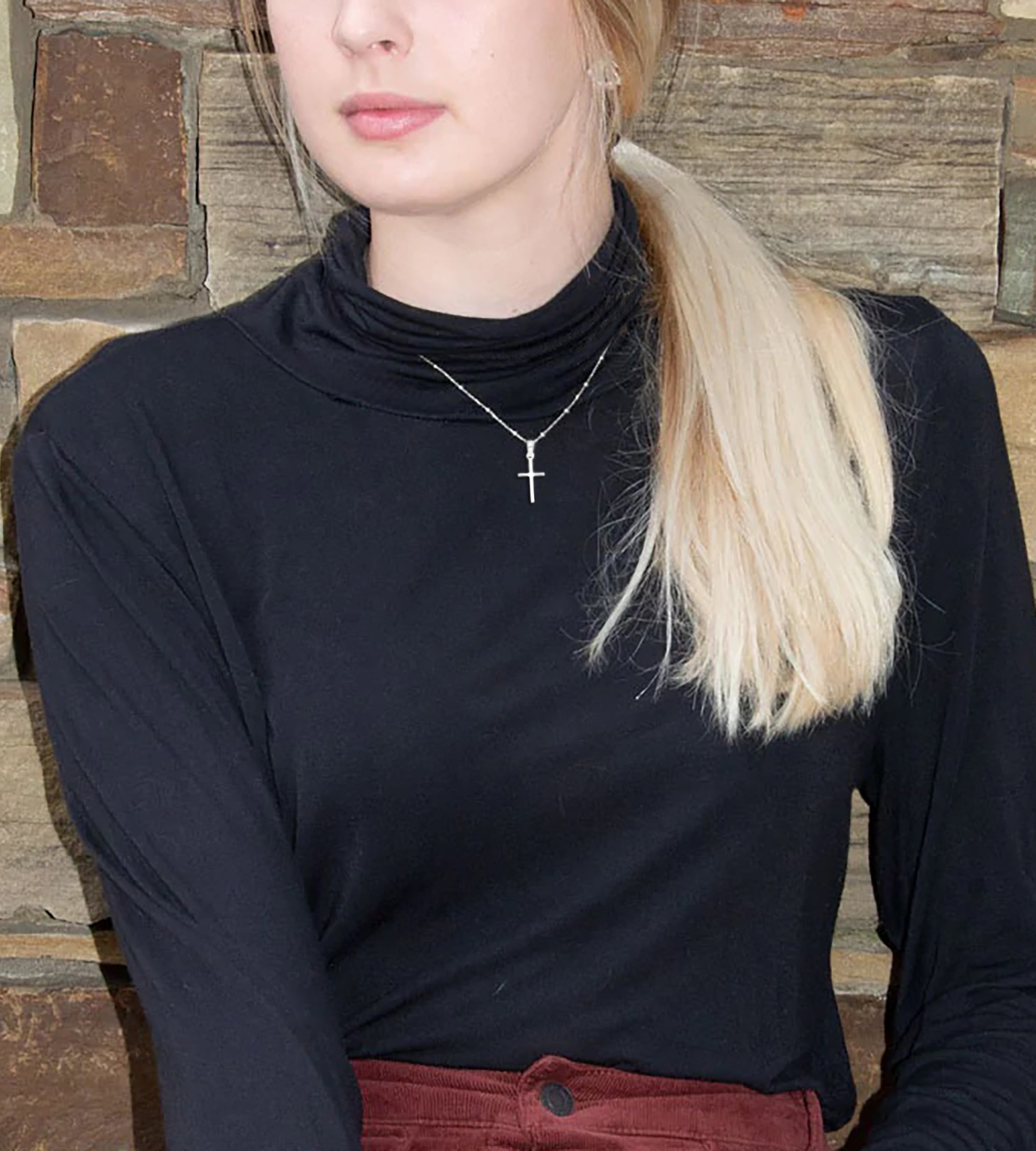 Thin Silver Cross Charm