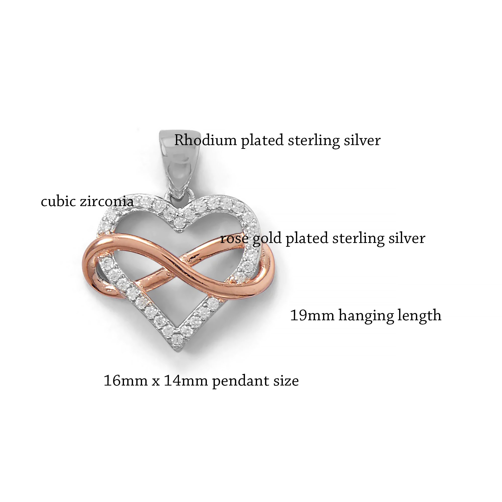 Two Tone Infinity Heart Charm