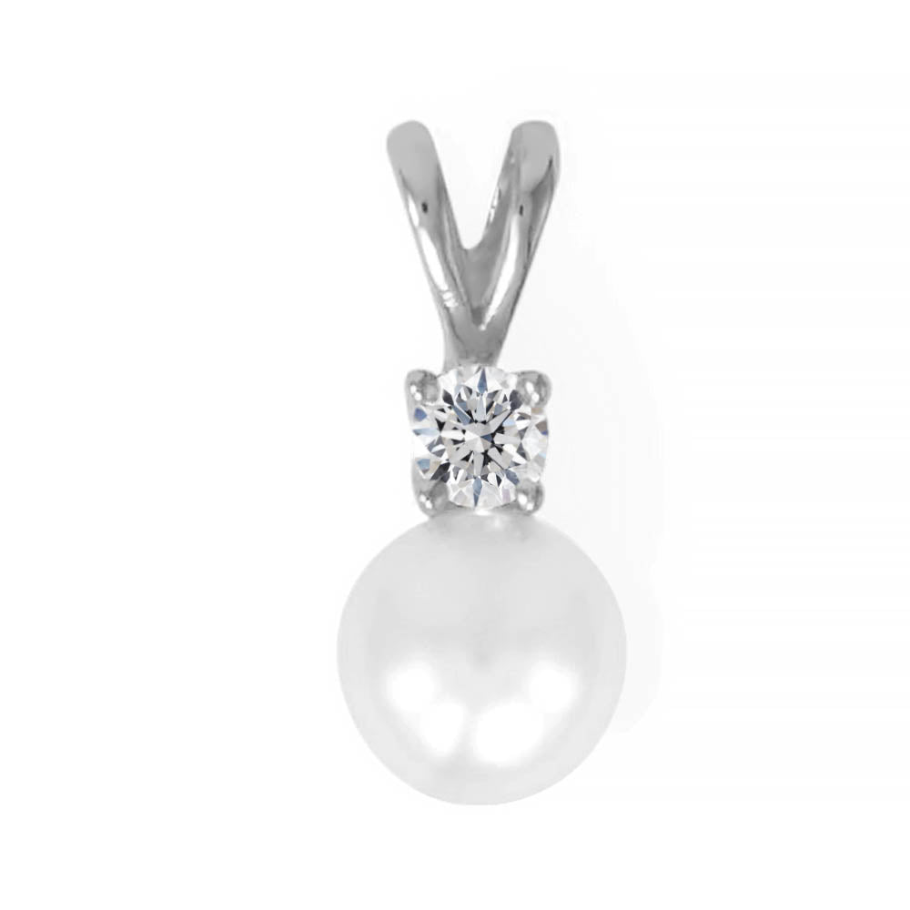 Cultured Freshwater Pearl & CZ Slide Pendant