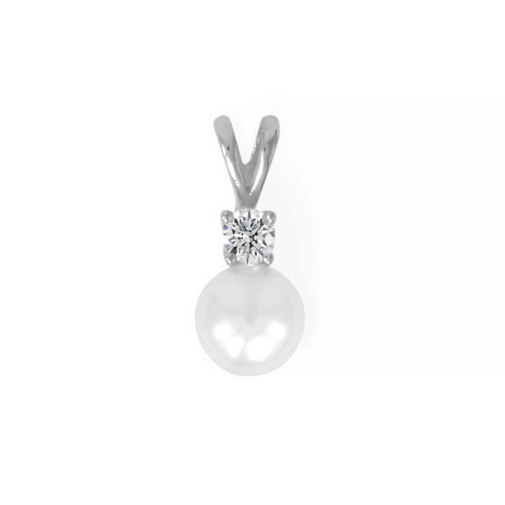 Cultured Freshwater Pearl & CZ Slide Pendant