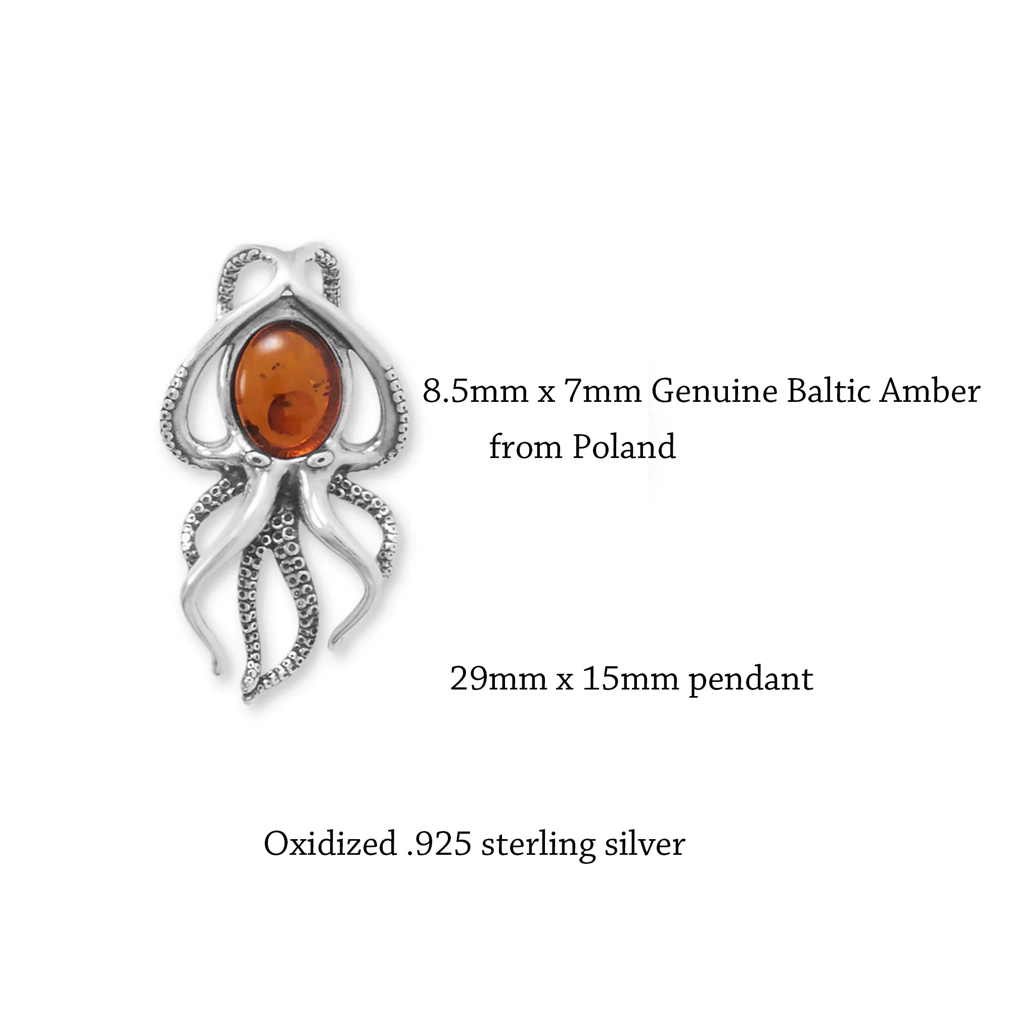 Baltic Amber Octopus Slide Pendant