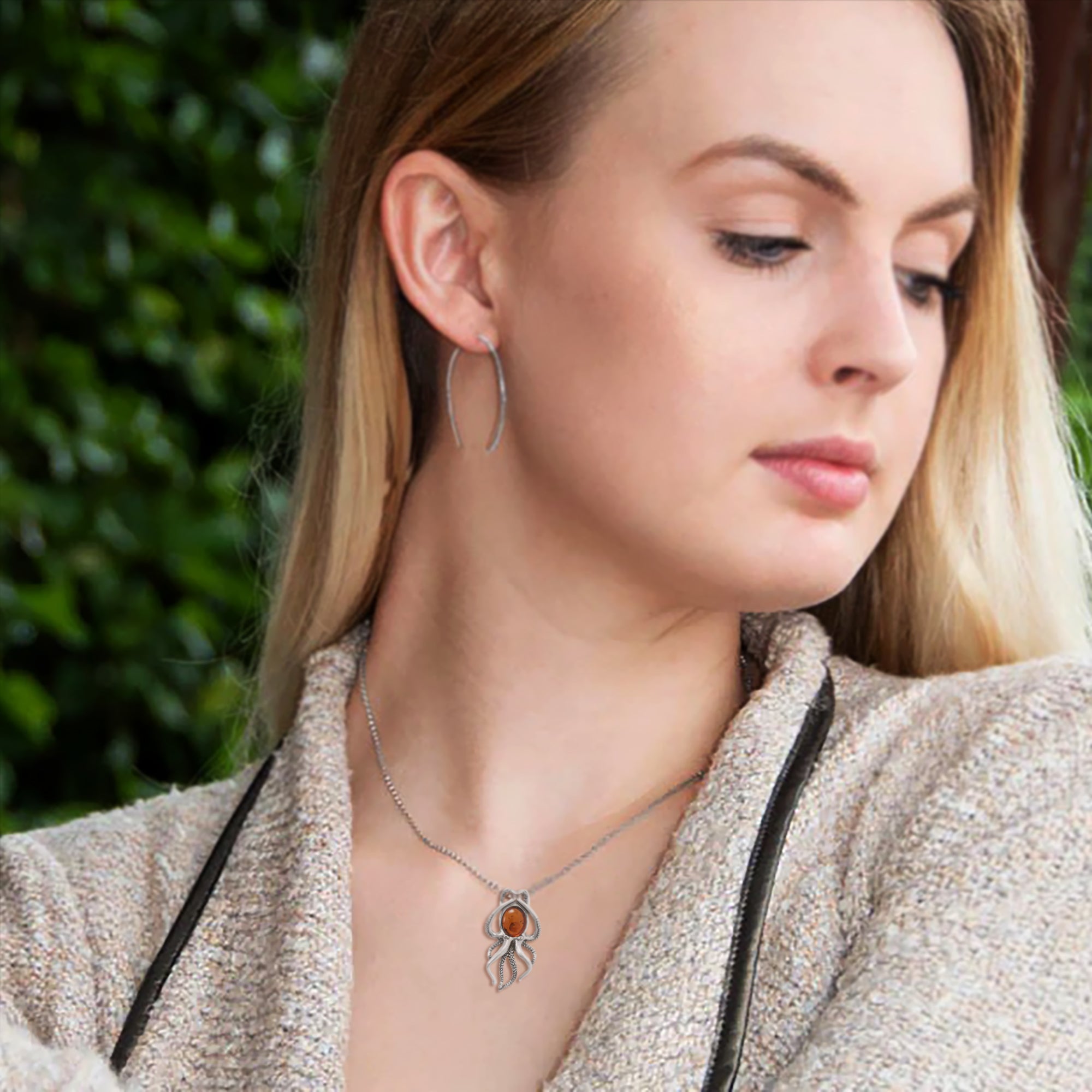 Baltic Amber Octopus Slide Pendant