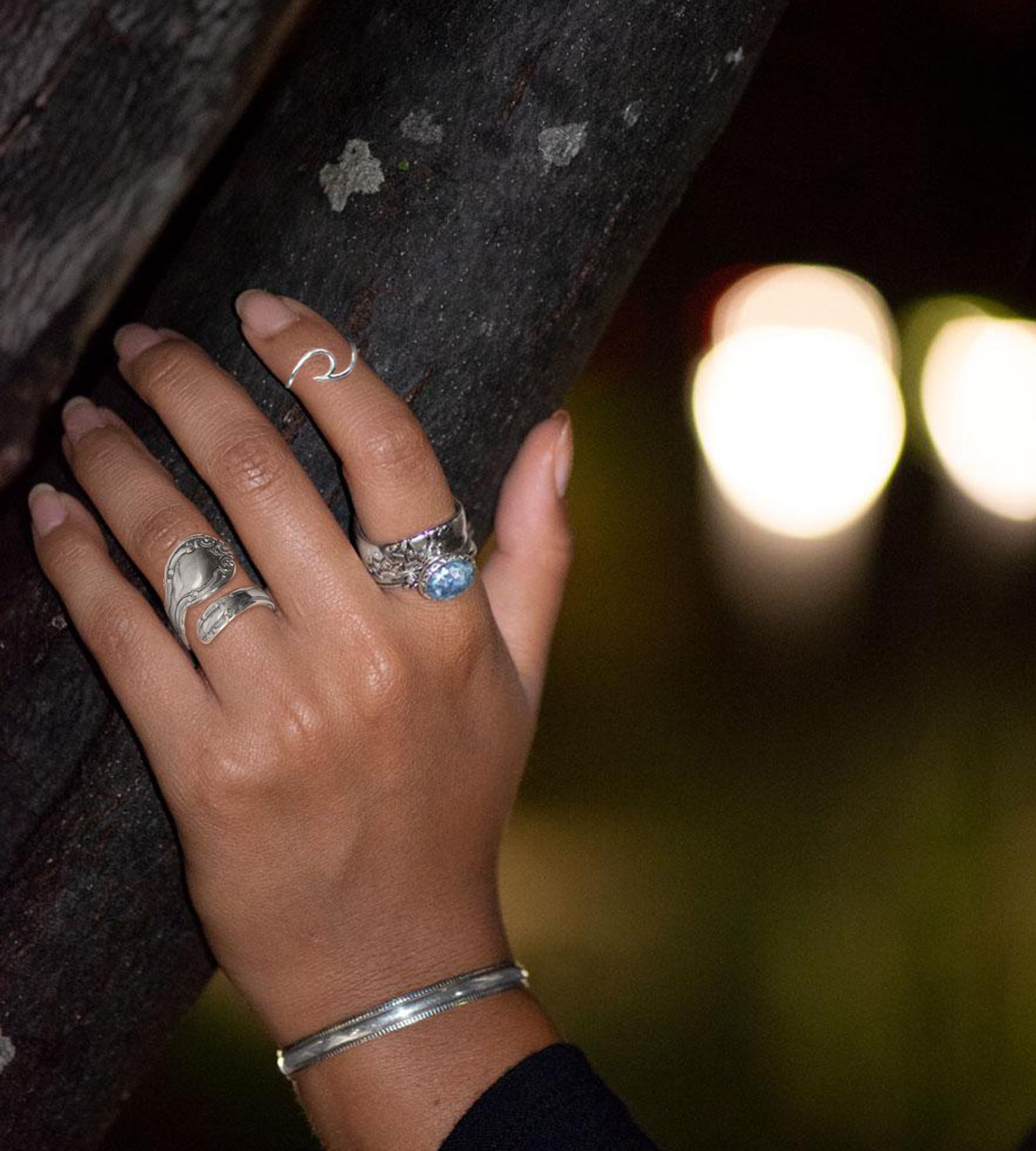 Oxidized Sterling Silver Spoon Ring